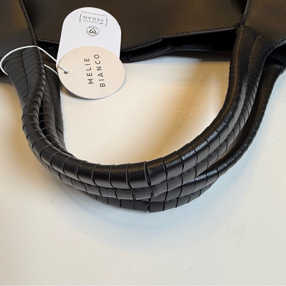 Melie Bianco Megan Minimalist Vegan Leather Tote Set NWT Black - Picture 11 of 16